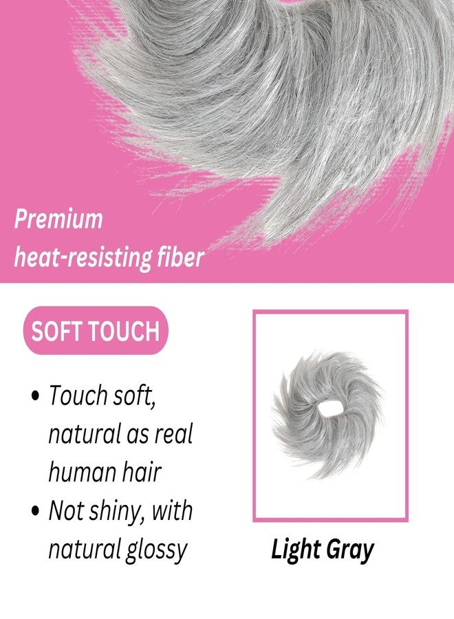 JuvaBun Light Gray Tousled Messy Bun Hair Piece – Updo Hair Pieces Scrunchie for Women, Adds Volume to Thin Hair, Quick Styling, Washable & Soft Natural Look_Llight Gray - Image 2